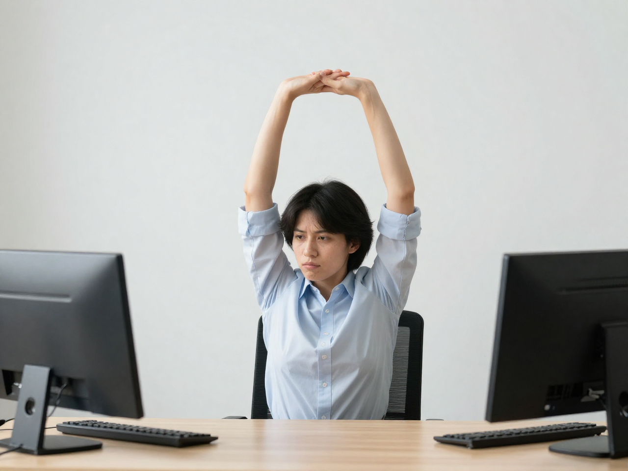 Desk stretch technique demonstrated by Youngchradiantae